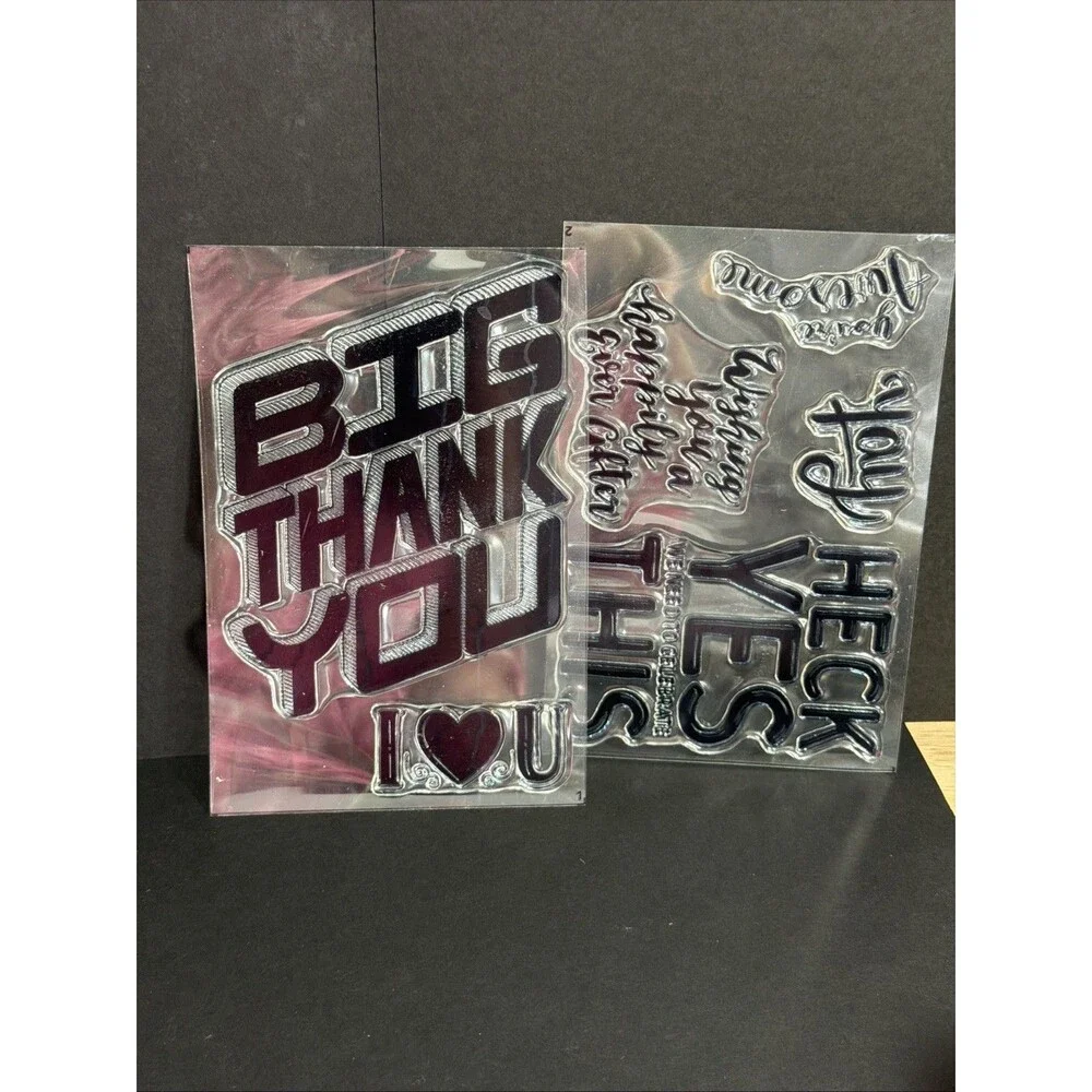 NIB Stampin' Up! Clear Stamp Great Big Greetings Thank u awesome sentiments